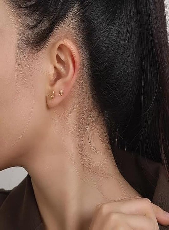 Cykdohy 16G Starfish Cartilage Tragus Small Earring for Women Men Titanium Simple Statement Star Flat Back Stud Earrings Internally Threaded Hypoallergenic Nose Helix Conch Labret Piercing Jewelry (Gold) - Image 4